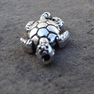 Bead  *Turtle/Tortoise, Nickel Free & Lead Free, Antique Silver, 12.5x9x4mm, Hole: 1mm (PACKED 10 or BULK) - Mhai O' Mhai Beads
 - 2