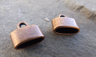 Tibetan Style Cord Ends,  Red Copper Color, 10x11x5mm, Hole: 2~10x4mm (PACKED 6 or Bulk) - Mhai O' Mhai Beads
 - 1