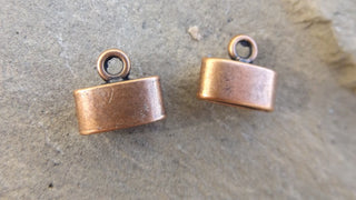 Tibetan Style Cord Ends,  Red Copper Color, 10x11x5mm, Hole: 2~10x4mm (PACKED 6 or Bulk) - Mhai O' Mhai Beads
 - 2