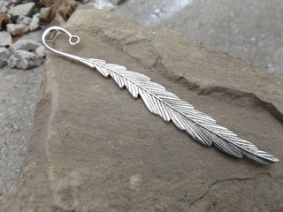 Bookmarks, Cadmium Free & Lead Free, (FEATHER), Antique Silver Color, 117x12x4mm, Hole: 3mm - Mhai O' Mhai Beads
