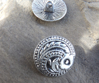 Button (METAL) Shank Style with Flower and Scrolling.  Sold Individually or Bulk - Mhai O' Mhai Beads
 - 2