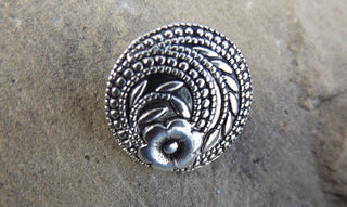 Button (METAL) Shank Style with Flower and Scrolling.  Sold Individually or Bulk - Mhai O' Mhai Beads
 - 4
