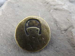 Button (METAL) Shank Style Womans Face Round. *Antique Bronze Color.  Sold Individually or Bulk - Mhai O' Mhai Beads
 - 3