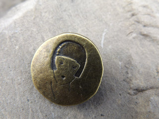 Button (METAL) Shank Style Womans Face Round. *Antique Bronze Color.  Sold Individually or Bulk - Mhai O' Mhai Beads
 - 1