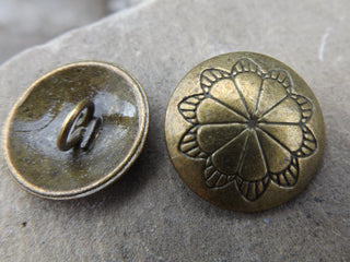 Button (METAL) Shank Style Parasol Round. *Antique Bronze Color.  Sold Individually or Bulk - Mhai O' Mhai Beads
 - 2