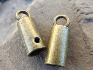 Alloy Teminators Cord Ends, Column, Antique Bronze, 27x10x13mm, Hole: 5mm (packed 4 or Bulk) - Mhai O' Mhai Beads
 - 5
