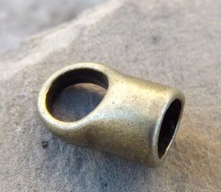 Brass Cord Ends, Antique Bronze, 12x19mm, Hole: 8mm (PACKED 2) - Mhai O' Mhai Beads
 - 1