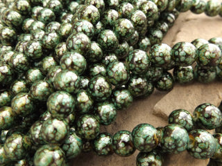 Round Glass Beads, Round, DarkSeaGreen, 8mm, Hole: 1.5mm; about 52 pcs/strand (B1029DSG) - Mhai O' Mhai Beads
 - 1