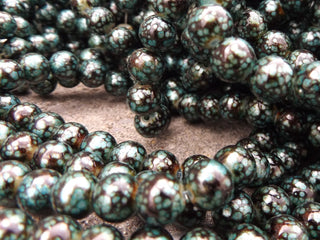 Round Glass Beads, Round, Dark Olive Green, 8mm, Hole: 1.5mm; about 52 pcs/strand (B1029DOG) - Mhai O' Mhai Beads
 - 1