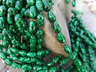 Glass Beads Drop  (13 x 8mm) Black and Green Swirl (GLA11002DRG) - Mhai O' Mhai Beads
 - 3