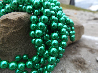 Glass Pearls *Christmas Green  (See drop down for size options) - Mhai O' Mhai Beads
 - 1