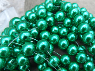 Glass Pearls *Christmas Green  (See drop down for size options) - Mhai O' Mhai Beads
 - 2