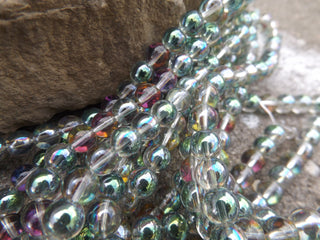 Glass Beads Round (Electroplated in a Full Rainbow Finish)  15" strand (8mm Beads) - Mhai O' Mhai Beads
 - 1