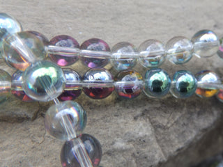 Glass Beads Round (Electroplated in a Full Rainbow Finish)  15" strand (8mm Beads) - Mhai O' Mhai Beads
 - 3