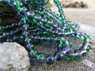 Glass Beads Round (6mm) Transparent Green and Purple *Approx 65 Beads per strand - Mhai O' Mhai Beads
 - 1