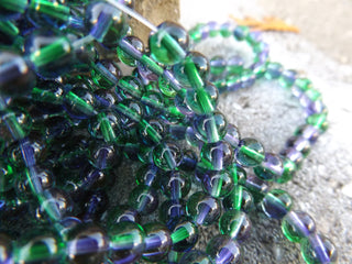 Glass Beads Round (6mm) Transparent Green and Purple *Approx 65 Beads per strand - Mhai O' Mhai Beads
 - 2