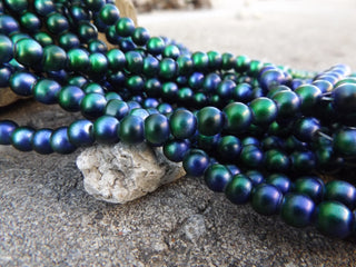 Glass Beads Round (6mm) Frosted Green and Purple *Approx 65 Beads per strand - Mhai O' Mhai Beads
 - 1