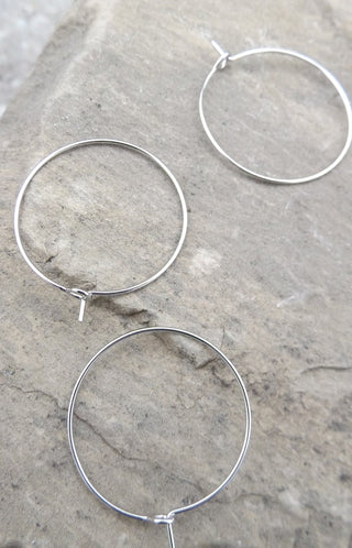 Wine Glass Charm Rings Hoop Earrings, (Brass) about 25mm in diameter, 0.8mm thick  (Packed 20 or Bulk) - Mhai O' Mhai Beads
 - 1