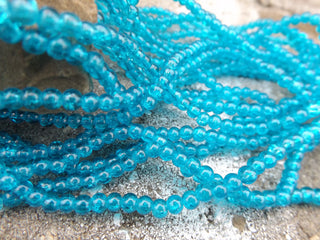 Glass Beads Crackle Glass Beads Strands, Round, DeepSkyBlue, 4mm; Hole: 1.1~1.3mm; about 100pcs/strand - Mhai O' Mhai Beads
 - 1