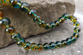 Glass Beads (Transparent with Orange and Green)  8mm Size - Mhai O' Mhai Beads
 - 1