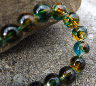 Glass Beads (Transparent with Orange and Green)  8mm Size - Mhai O' Mhai Beads
 - 2