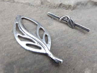 Leaf and Branch Style Toggle Clasp.  (Packed 2 or in Bulk)  Silvertone - Mhai O' Mhai Beads
 - 3