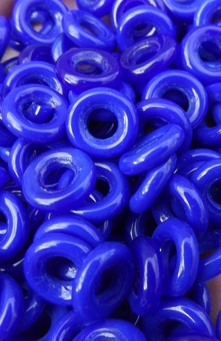 Czech Glass Donuts *BOLD  BLUE (9 mm Size  Hole 4mm) - Mhai O' Mhai Beads
