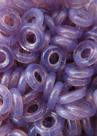 Czech Glass Donuts *CLEAR LAVENDER LUSTRE (9 mm Size  Hole 4mm) - Mhai O' Mhai Beads
 - 1