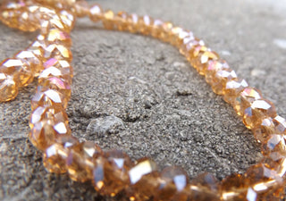 Electroplate Glass Beads, Faceted, Rondelle, (Rich Peach), 6x4.5mm, Hole: 1mm; - Mhai O' Mhai Beads
 - 2