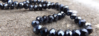 Glass Beads Strands, Faceted Abacus, (BLACK AB), 6x4mm, Hole: 1mm; - Mhai O' Mhai Beads
 - 1