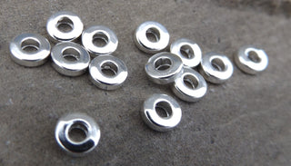 Tibetan Silver Beads, (Packed 25 beads)  Donut, Silver, 6x2mm, Hole: 2.5mm. - Mhai O' Mhai Beads
 - 1