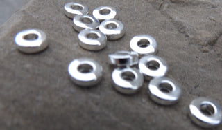 Tibetan Silver Beads, (Packed 25 beads)  Donut, Silver, 6x2mm, Hole: 2.5mm. - Mhai O' Mhai Beads
 - 3