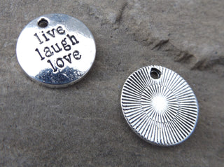 Copy of Charm (LIVE LAUGH LOVE)  20mm diam.  2mm hole.  Sold Individually - Mhai O' Mhai Beads
 - 1