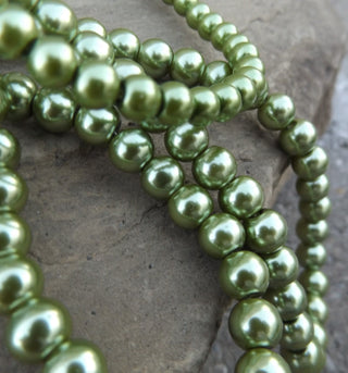 Glass Pearls *ELEGANT MOSS GREEN  (See drop down for available sizes) - Mhai O' Mhai Beads
 - 2