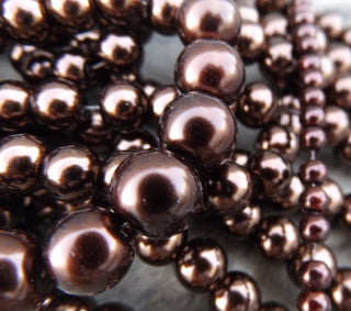 Glass Pearls *CHOCOLATE BROWN  (See drop down for available sizes) - Mhai O' Mhai Beads
 - 1