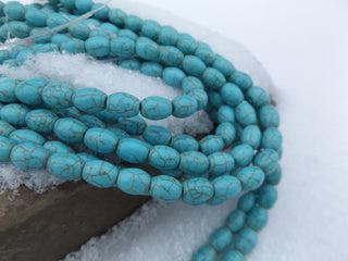 Howlite (Dyed to resemble Turquoise)  Oval  *10x8mm size - Mhai O' Mhai Beads
 - 2
