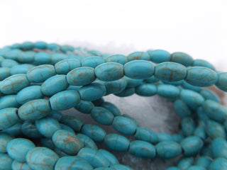 Howlite (Dyed to resemble Turquoise)  Oval  *8 x5mm size - Mhai O' Mhai Beads
 - 2