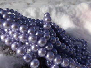Glass Pearls * Steel Lilac (See drop down for available sizes) - Mhai O' Mhai Beads
 - 1