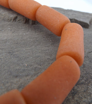 Sand Cast African Recycled Glass   (Orange) * 3 Beads - Mhai O' Mhai Beads
 - 1