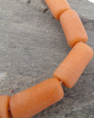 Sand Cast African Recycled Glass   (Orange) * 3 Beads - Mhai O' Mhai Beads
 - 2