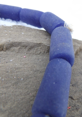 Sand Cast African Recycled Glass   (Navy Blue) * 3 Beads - Mhai O' Mhai Beads
 - 1