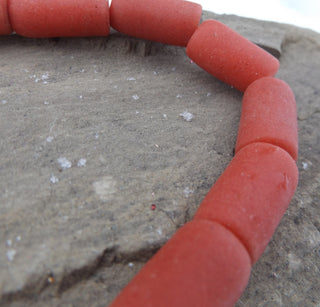 Sand Cast African Recycled Glass   (Red) * 3 Beads - Mhai O' Mhai Beads
 - 1