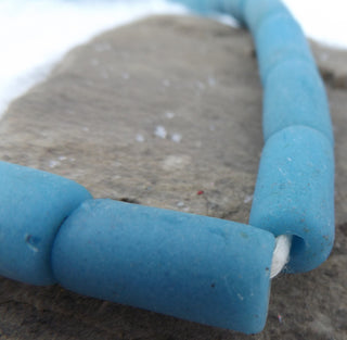Sand Cast African Recycled Glass   (Soft Blue) * 3 Beads - Mhai O' Mhai Beads
 - 2