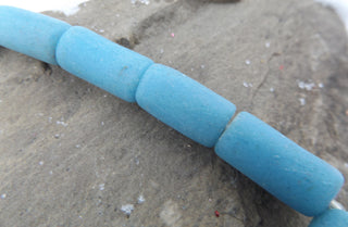 Sand Cast African Recycled Glass   (Soft Blue) * 3 Beads - Mhai O' Mhai Beads
 - 1