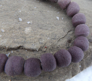 Sand Cast African Recycled Glass Rounds  (Ruddy Purple) * 5 Beads - Mhai O' Mhai Beads
