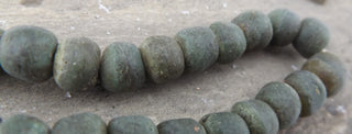 Sand Cast African Recycled Glass Rounds  (Deep Green) * 5 Beads - Mhai O' Mhai Beads
