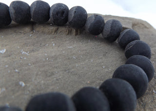Sand Cast African Recycled Glass Rounds  (Grey Black) * 5 Beads - Mhai O' Mhai Beads
 - 1
