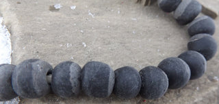 Sand Cast African Recycled Glass Rounds  (Grey Black) * 5 Beads - Mhai O' Mhai Beads
 - 2