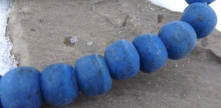 Sand Cast African Recycled Glass Rounds  (Dark Blue) * 4 Beads - Mhai O' Mhai Beads
 - 2