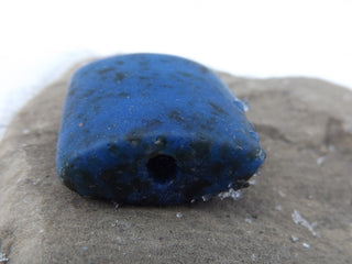 African Sand Cast Tile Bead (sold individually)  approx 25 x 30mm *Bold Blue with Dark Specs - Mhai O' Mhai Beads
 - 2